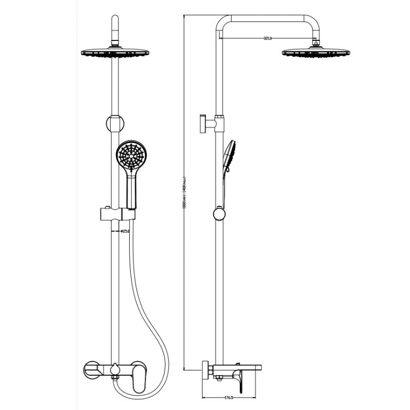 Стойка для душа со смесителем SPECTRE хром Стойка для душа со смесителем SPECTRE хром