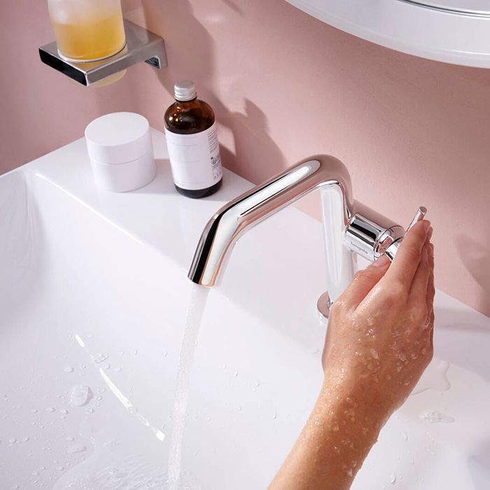 HANSGROHE (*Tecturis S) Смеситель для раковины 110 Fine, однорычажный, CoolStart, с клапаном push-open, хром HANSGROHE (*Tecturis S) Смеситель для раковины 110 Fine, однорычажный, CoolStart, с клапаном push-open, хром