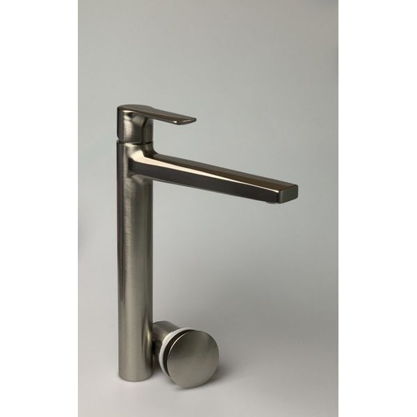 Daniel Reflex, высокий однорычажный смеситель для раковины (излив 22,7 см), с донным клапаном click-clack, цвет зачищенный никель