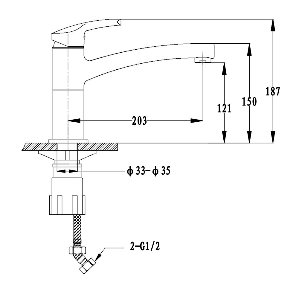 Смеситель для кухни GranFest 2523, серый