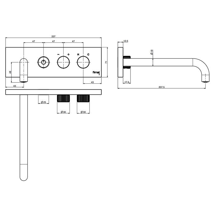 Fima Carlo Frattini Outdoor Смеситель для ванны, встраиваемый, с кнопкой on/off, излив: 20.7см., цвет: нержавеющая сталь Fima Carlo Frattini Outdoor Смеситель для ванны, встраиваемый, с кнопкой on/off, излив: 20.7см., цвет: нержавеющая сталь