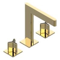 THG ICON-X CARBONE GOLD Смеситель для раковины на 3 отверстия, с донным клапаном, цвет полированное золото