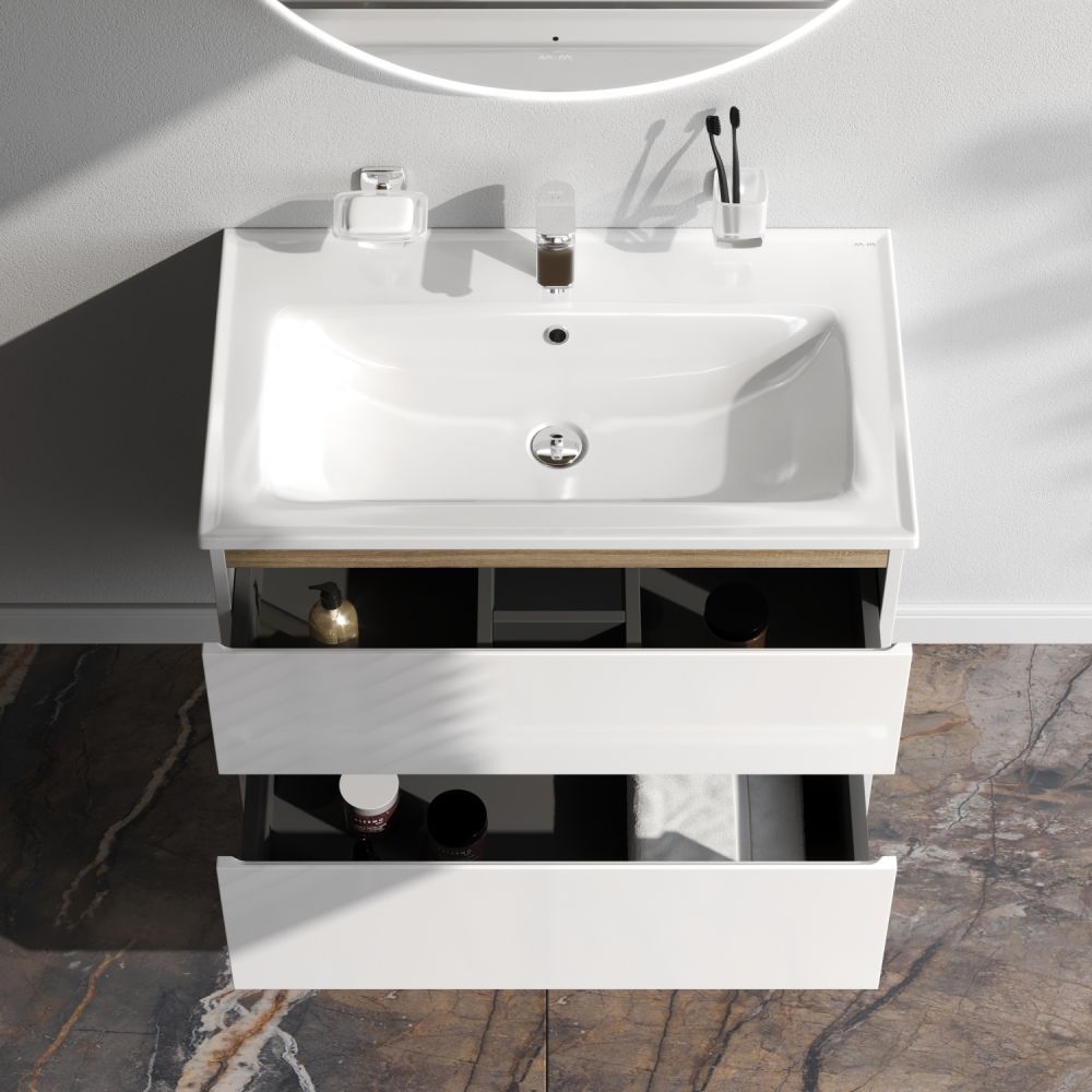 M85AFHX0802WG X-Joy, База под раковину, подвесная, 80 см, 2 ящика, белый глянец M85AFHX0802WG X-Joy, База под раковину, подвесная, 80 см, 2 ящика, белый глянец