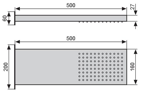 Emmevi, верхний душ. 500*180. 1 режим. Сталь, цвет хром, артикул C06653/CR