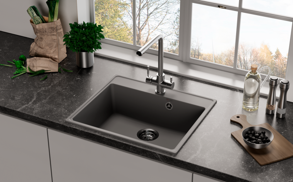 Мойка ULGRAN Quartz асфальт (Forte 580-09), артикул Forte 580-09