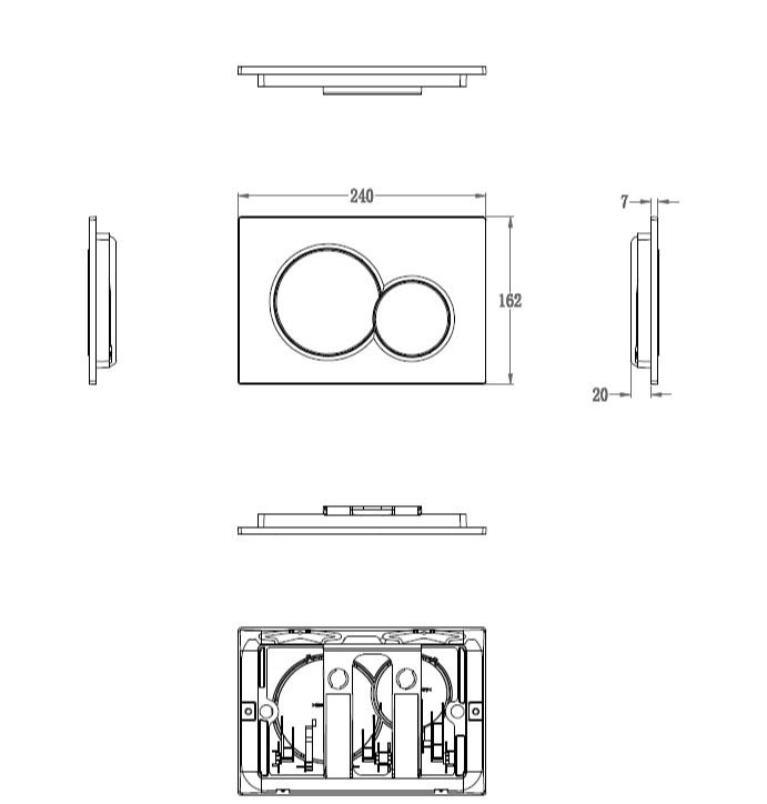 Кнопка смыва для инсталляции механическая WONZON & WOGHAND, Темный графит (WW-IB232-BGM)