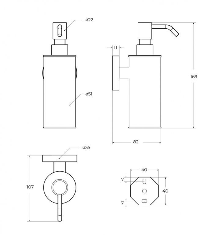 RELAX-SOIS-M-NOP Диспенсер для мыла подвесной, металл, исполнение черный матовый, артикул RELAX-SOIS-M-NOP