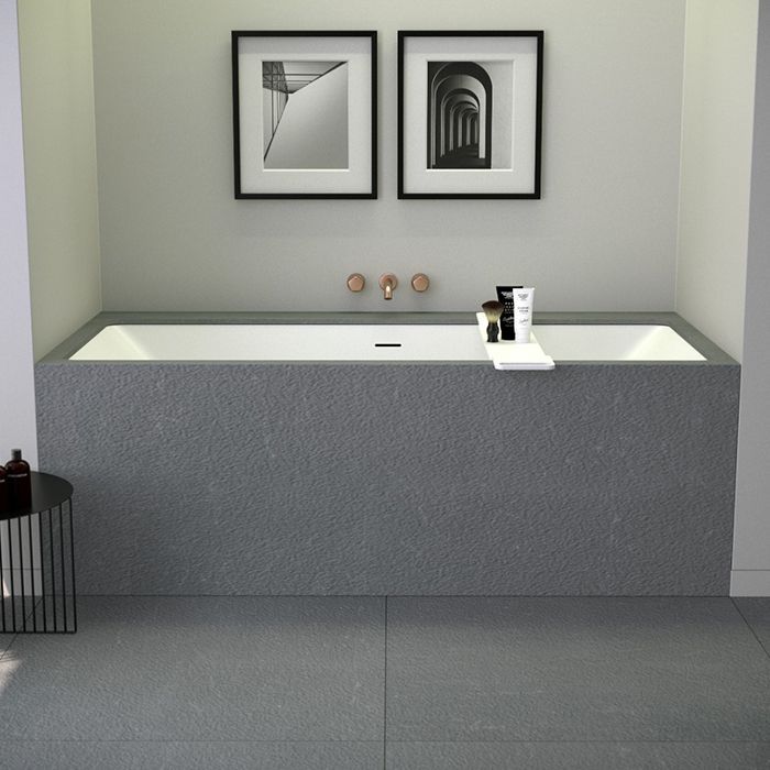 Ванна, KNIEF, Shape, ширина, мм-1700, глубина, мм-700, высота, мм-600, водоизмещение (л)-190, тип установки-встраиваемый, форма-прямоугольная, с щелевым сливом переливом click-clack, диаметр слива, мм-52, ножки-есть, материал-K-Stone, цвет-белый матовый