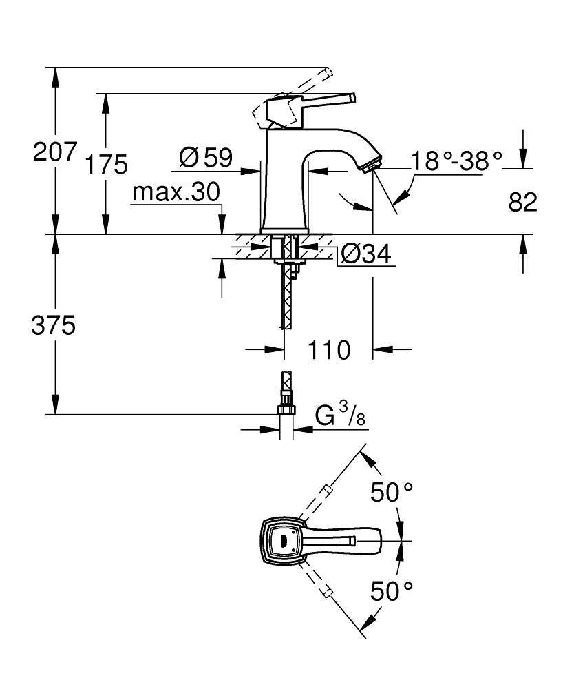 Смеситель для раковины GROHE Grandera, хром/золото (23310IG0) Смеситель для раковины GROHE Grandera, хром/золото (23310IG0)
