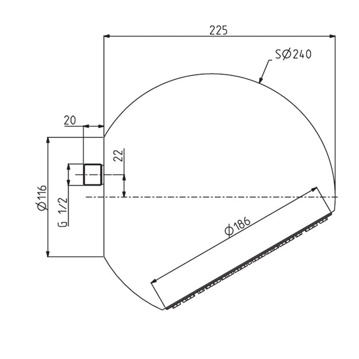 FIMA|Carlo Frattini Wellness Верхний душ Sfera Ø 200 мм., потолочный монтаж, сфера черная, цвет хром