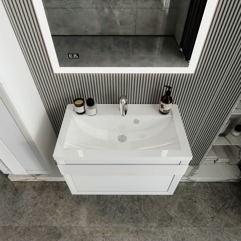 Тумба под раковину подвесная Бриклаер БЕРЛИН белый , 80 см, артикул 4627125416088