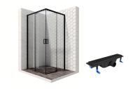 Душевой уголок Ambassador Queen Black 11011203-ST2, квадратный, линейный трап, 90х90