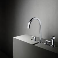 Fantini Icona Deco Смеситель для кухни, 4 отв, без донного клапана, излив 215мм, с ручн душем, цвет: хром Fantini Icona Deco Смеситель для кухни, 4 отв, без донного клапана, излив 215мм, с ручн душем, цвет: хром