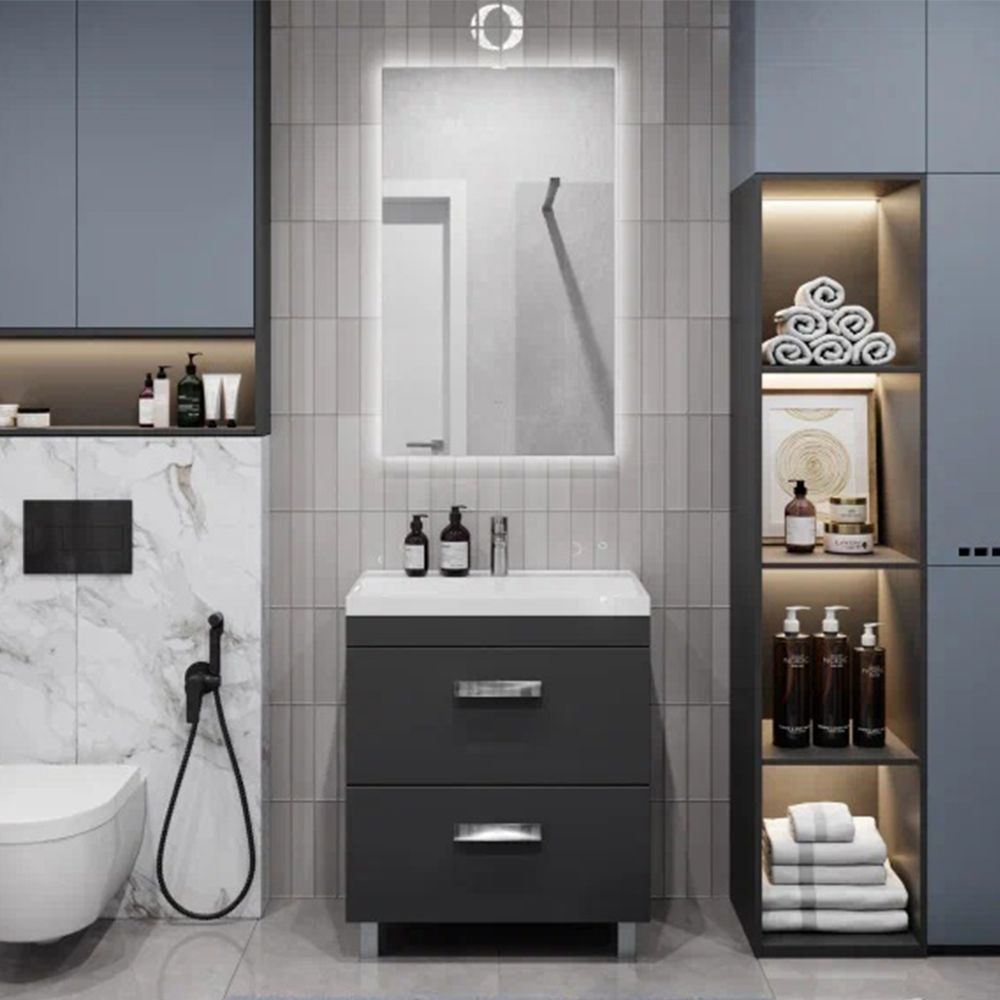 Тумба под раковину напольная Velvex Orlando tn.ORL.CLA.70.2Y графит, 70 см, артикул tn.ORL.CLA.70.2Y графит