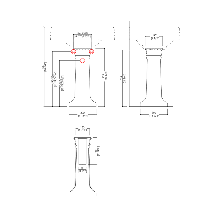 Devon Blues/Nobel Пьедестал для раковины 30x30xh64,6 см., цвет: белый