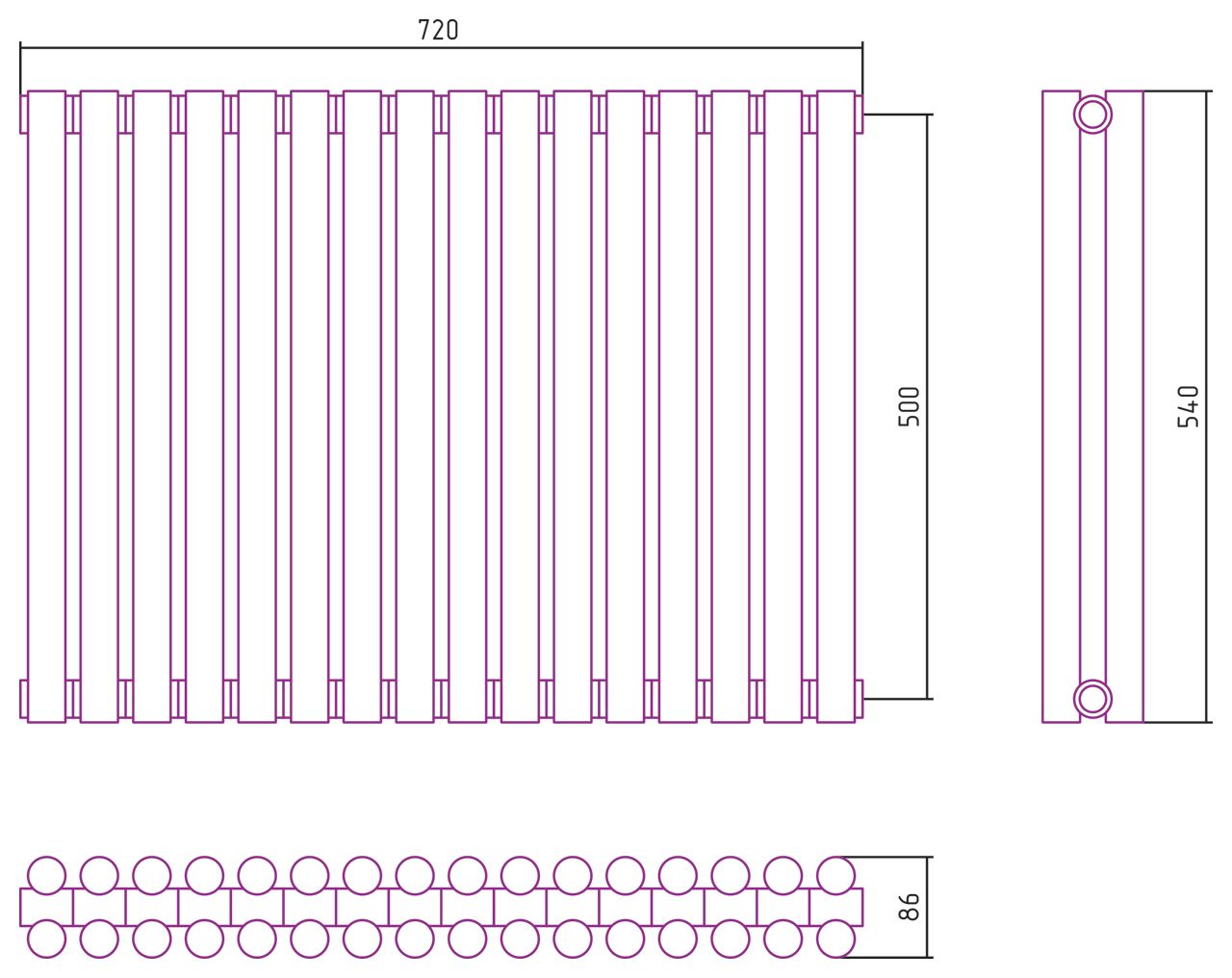 Отопительный радиатор ЭСТЕТ-11 н/ж 500х720 / 16 сек (ЗОЛОТО)