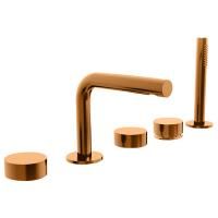 Fantini AF/21 Смеситель на борт ванны, 5 отв., с ручн душем, излив 155мм, цвет: Matt Copper PVD