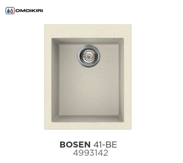Мойка, OMOIKIRI, Bosen, ширина, мм-410, глубина, мм-500, высота, мм-210, тип установки-встраиваемый, отверстия для смесителя-3 промаркированных, с переливом, сифон и донный клапан в комплекте, автоматический донный клапан приобретается отдельно, материал-