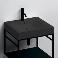 KERASAN CENTO Раковина 600х450 мм., с 1 отверстием для смесителя, с переливом, цвет черный матовый