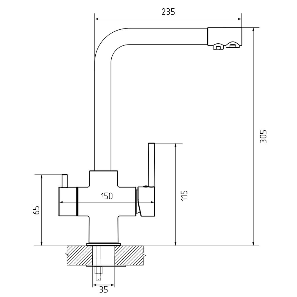 Смеситель для кухни с подключением фильтра GranFestGF-Z-5423, темно-серый