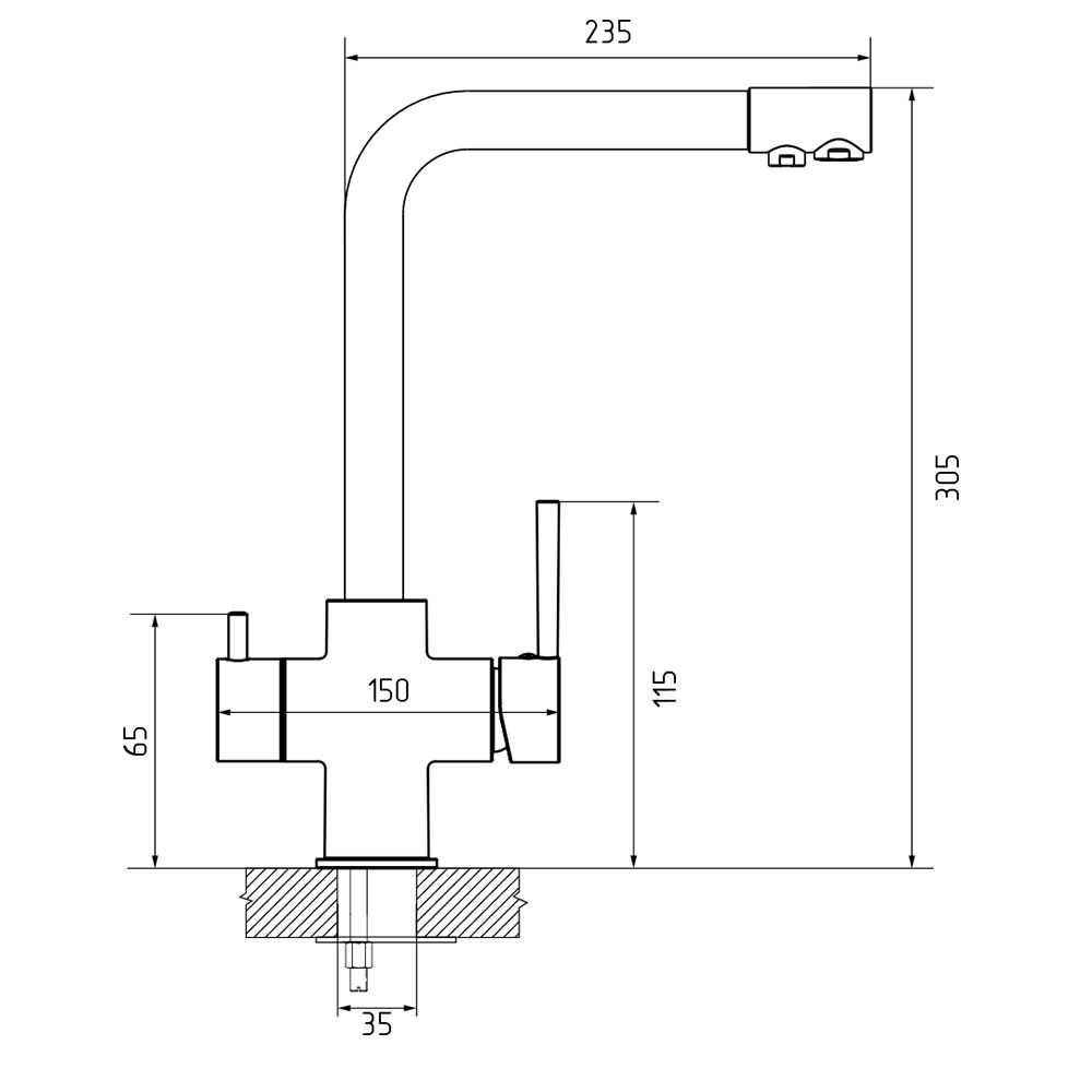 Смеситель для кухни с подключением фильтра GranFestGF-Z-5423, черный