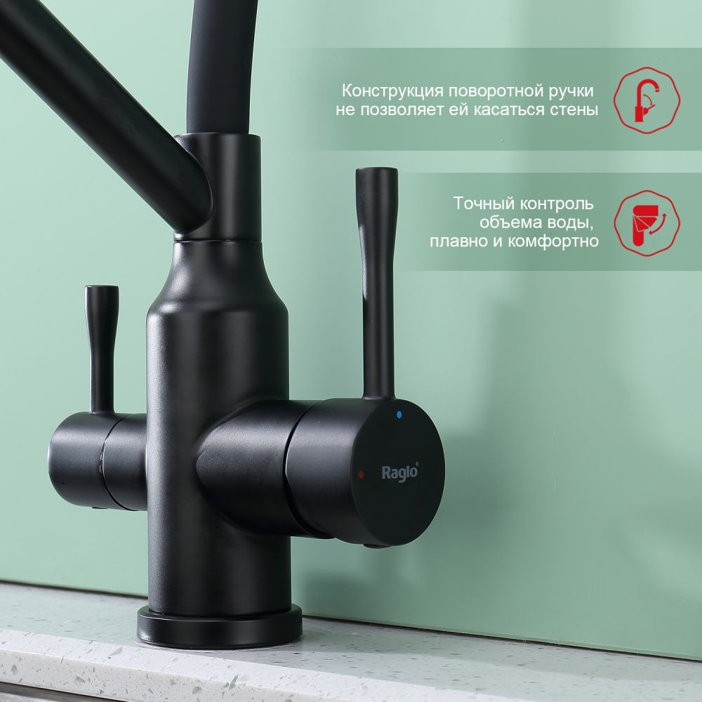 Смеситель для кухни с подключением фильтра Raglo R81.62.06, черный