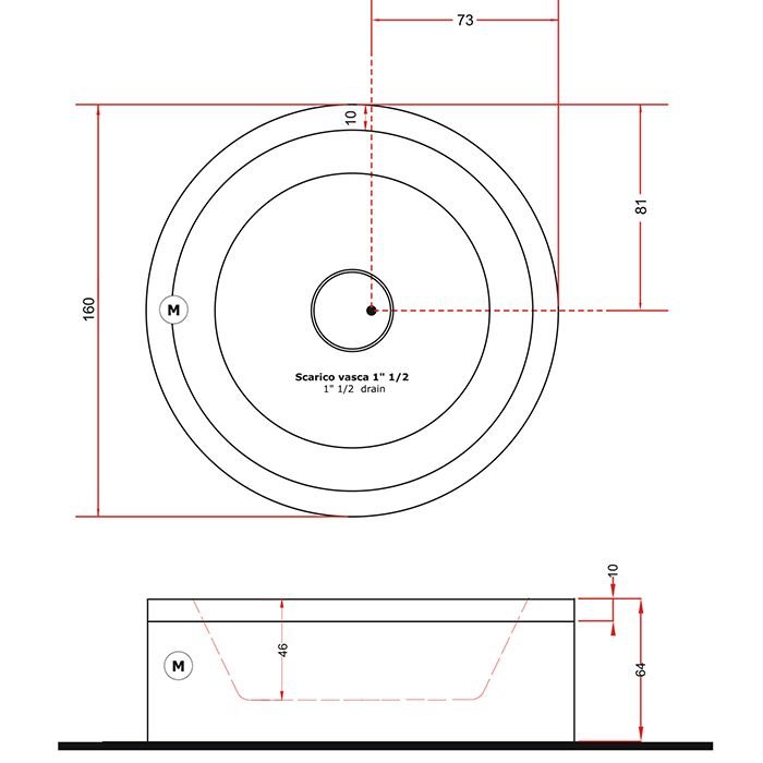 Gruppo Treesse EOS 160 Ванна 160xh64 см.Модель VTL со сливной колонкой с  панелями для установки в центре , цвет белый