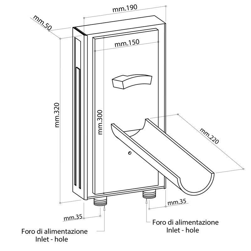 Bongio Acquaviva luce Встраиваемый смеситель для раковины с подсветкой, излив 220 мм, цвет хром
