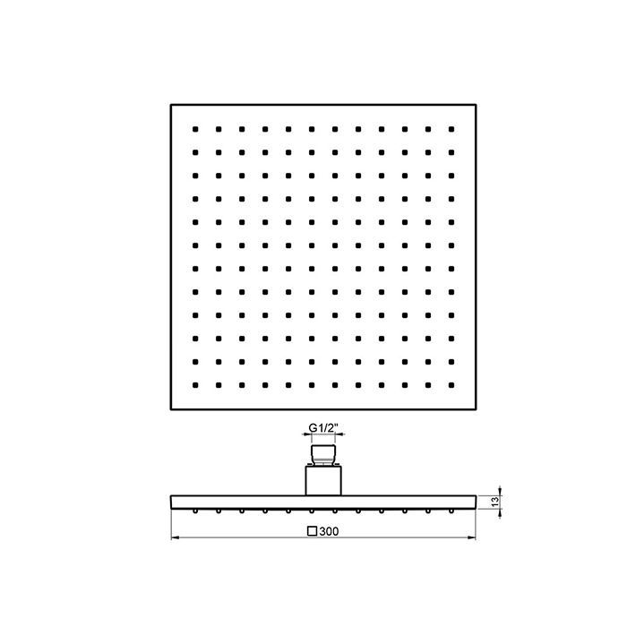 Almar EcoAir SQUARE Душевая лейка, 300х300 мм, латунь, хром Almar EcoAir SQUARE Душевая лейка, 300х300 мм, латунь, хром