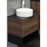 Тумба с раковиной Comforty Штутгарт 60 00-00001698 подвесная Дуб темно-коричневый Черная столешница Тумба с раковиной Comforty Штутгарт 60 00-00001698 подвесная Дуб темно-коричневый Черная столешница