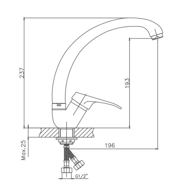Смеситель для кухни Cron CN4113-2, хром