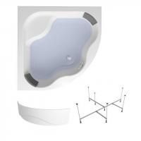 Комплект 4 в 1 Lavinia Boho Aveo S2-3704014P, акриловая ванна 140x140 см, усиленный металлический каркас с монтажным набором, мягкий силиконовый подголовник 2 штуки, лицевой экран