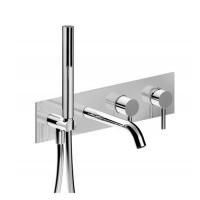 Fantini Nostromo Смеситель для ванны, встраиваемый, с ручн душем, излив 150мм, (наружняя часть), цвет: хром