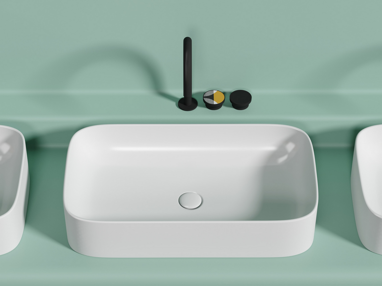 Умывальник чаша накладная прямоугольная (цвет Белый Матовый) Элемент (Element) 705x380x150мм, артикул CN6054MW