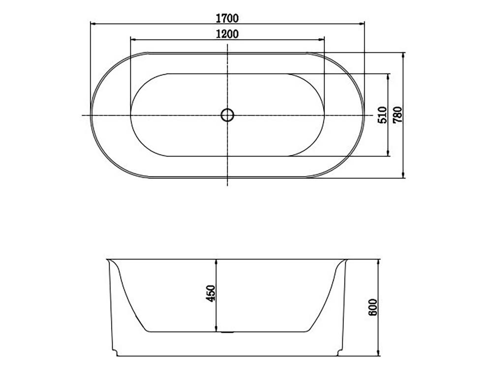 Ванна акриловая,отдельностоящая, AQUATEK AQ-1163778 МОДЕНА 1700 * 780 * 600. В Комплекте со сливом и ножками.Цвет: белый глянцевый.