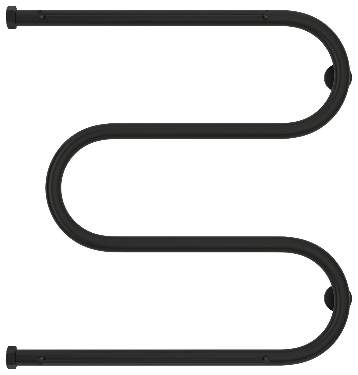 Полотенцесушитель водяной "М-обр.+" 2П 600х600 Н. Г. 1" (Матовый Чёрный)