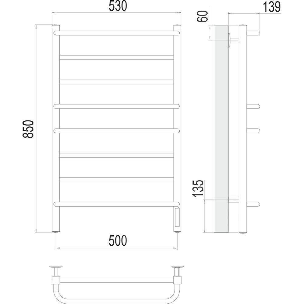 Полотенцесушитель электрический Terminus Евромикс квадро П8 50х85, артикул 4670078531254