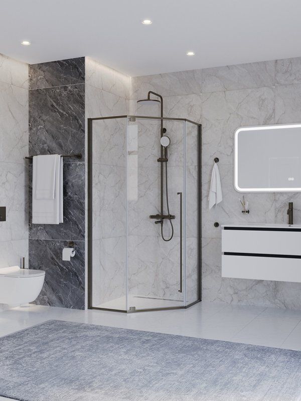 PLANE-P-1-100-C-IN Душевой уголок, отделка Сатин, артикул PLANE-P-1-100-C-IN