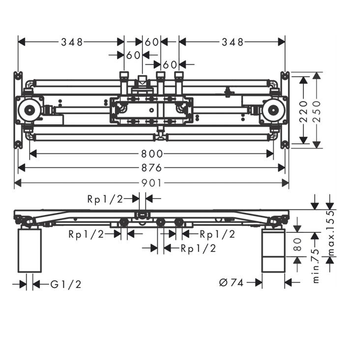 AX ShowerHeaven Скрытая часть для ShowerHeaven 1200 /300, 4jet AX ShowerHeaven Скрытая часть для ShowerHeaven 1200 /300, 4jet