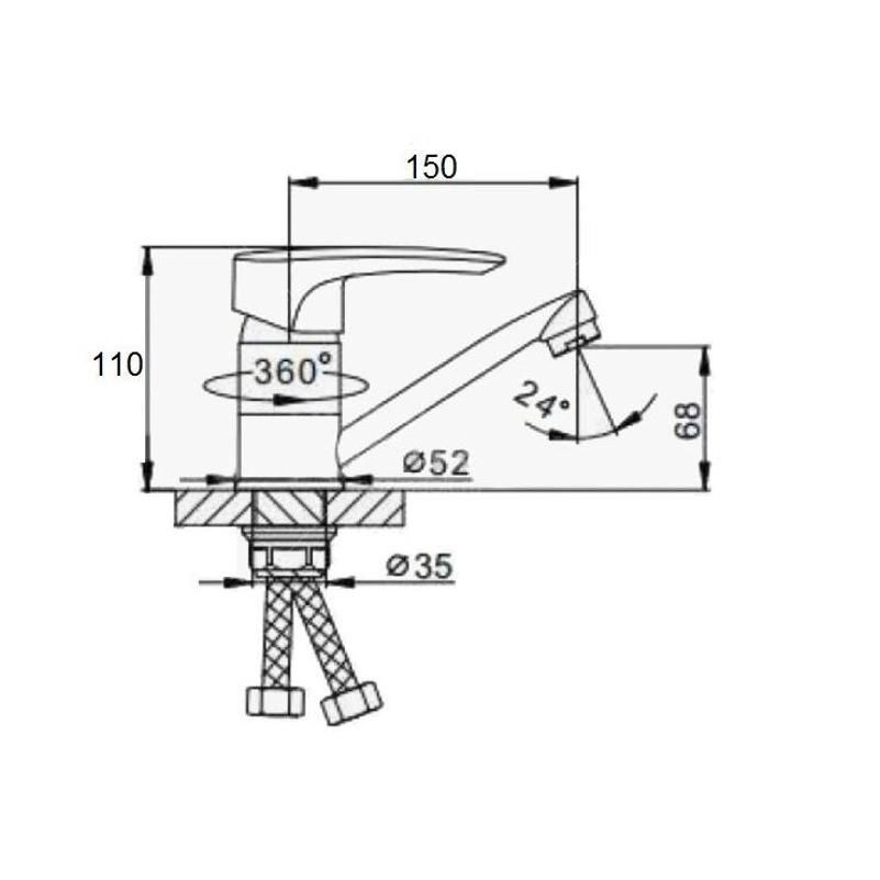 Смеситель для кухни D-Lin D151422-1, хром