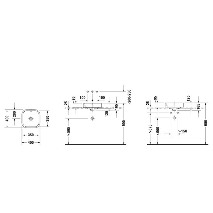 DURAVIT Happy D.2  Раковина шлифованная 40х40 см, без отв под смеситель,со слив переливом,с креплением, цвет белый. DURAVIT Happy D.2  Раковина шлифованная 40х40 см, без отв под смеситель,со слив переливом,с креплением, цвет белый.