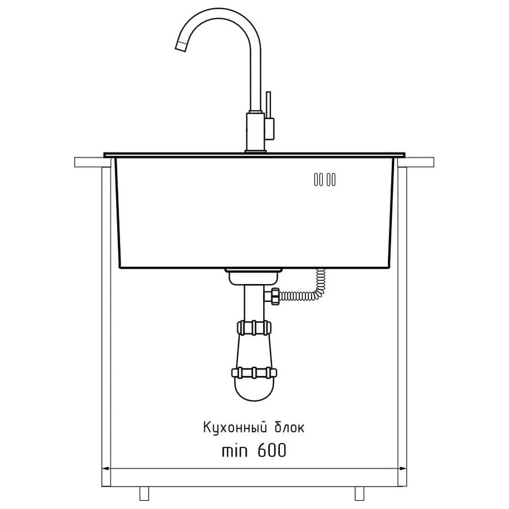 Кухонная мойка GranFest 5045, нержавеющая сталь, артикул 5045 нерж