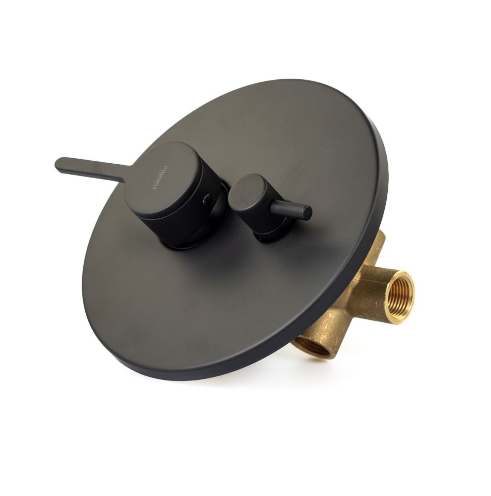 Emmevi Filobrass, однорычажный (со стержнем) встраиваемый смеситель для душа на 3 выхода, цвет черный матовый