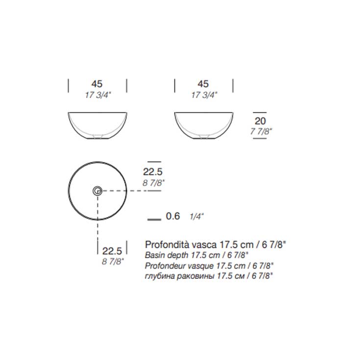MILLDUE  Раковина чаша  BOWL 45  из CRISTALPLANT ,45х20 см, без отв для смесителя, цвет белый матовый MILLDUE  Раковина чаша  BOWL 45  из CRISTALPLANT ,45х20 см, без отв для смесителя, цвет белый матовый