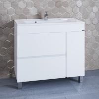 Тумба под раковину Санта Марс 90 см, 700252, 2 ящика, 1 дверь, напольная, белый ум. Elen 90 литой мрамор)