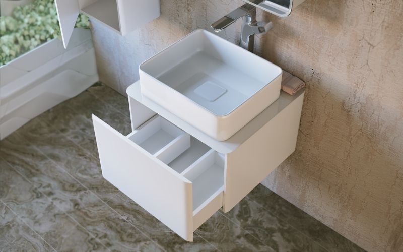 Тумба под раковину Raval Pure 56 подвесная Белая