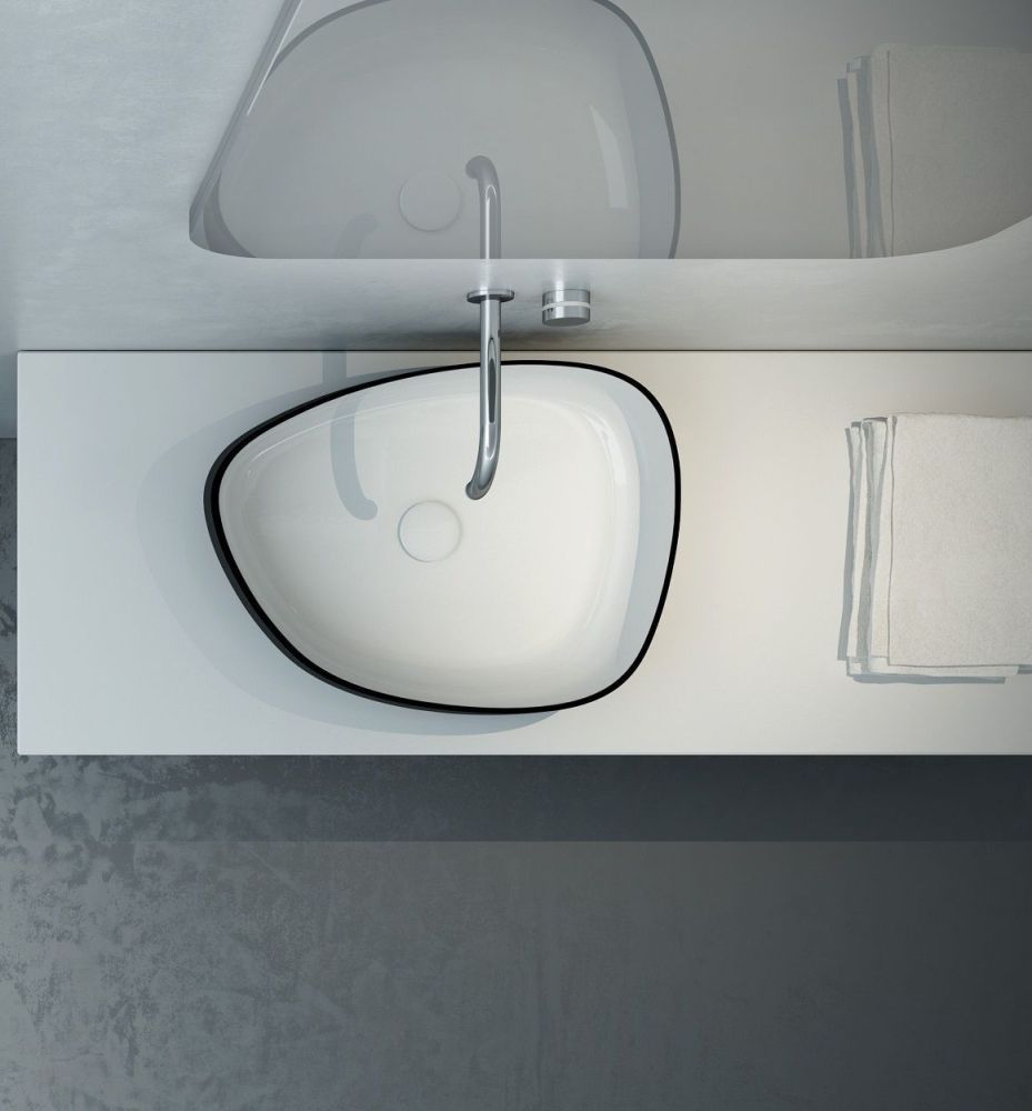 Olympia Metamorfosi, накладная раковина нестандартной формы 55x42xh14 см, с донным клапаном, цвет белый глянцевый