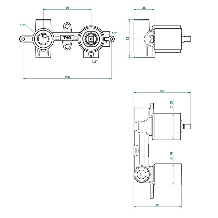 THG Встраиваемая часть однорычажного смесителя для гигиенического душа