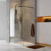 Abens 20W40 Душевая перегородка, черный профиль и фиксатор