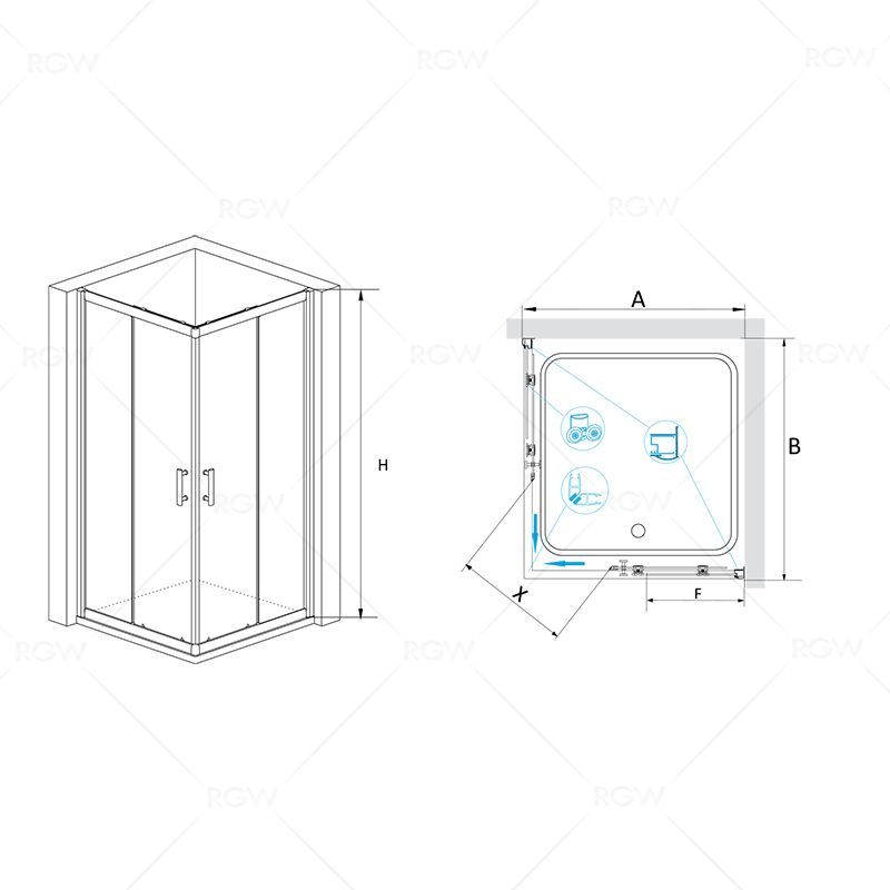 Душевой уголок RGW PA-31 (900x900, Прозрачное)